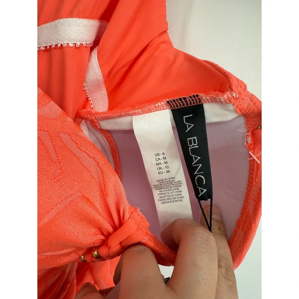 La Blanca Women's Standard Bandeau Tankini Swimsuit Top Sz 6 Coral‎ NWT - Picture 5 of 6